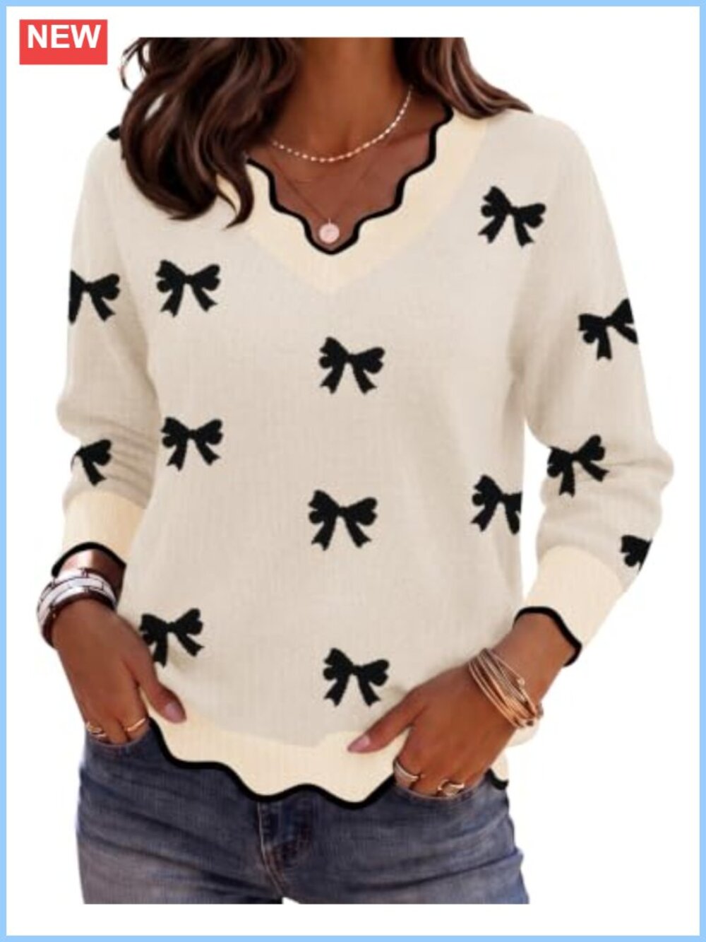 V-Neck Ribbed Knit Sweater Long Sleeve Lightweight Women's Pullover